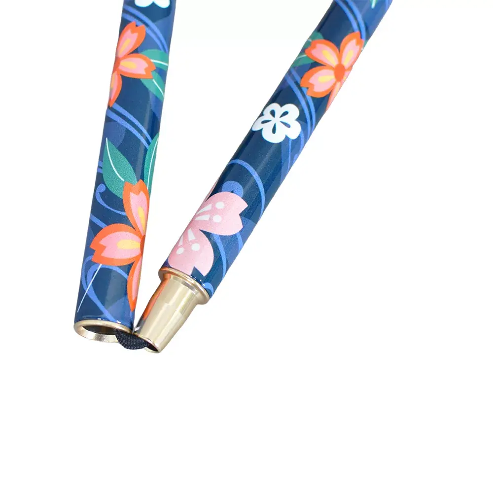 轉印花色握把女用折疊手杖/藍色丁香花