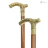 中花木銅製握把實木手杖
