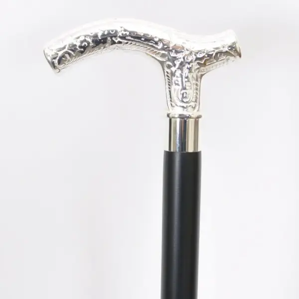 銀銅頭霧黑色拐杖