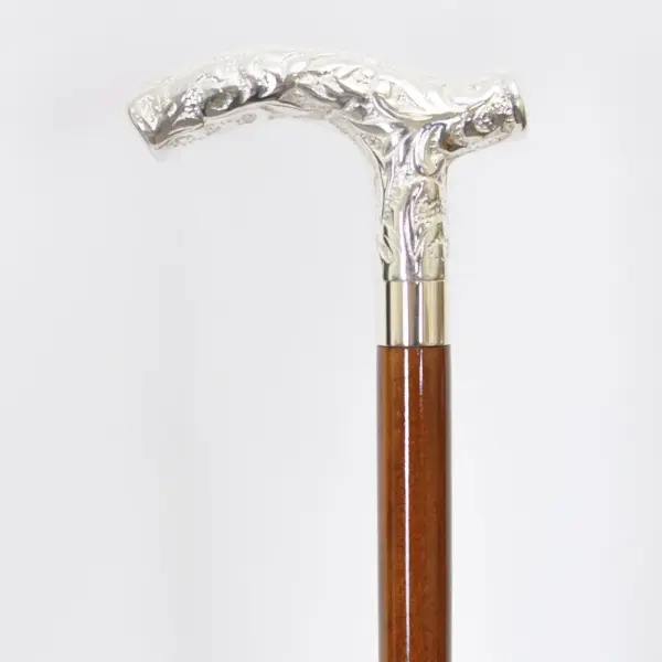 銅翻砂花頭握把柺杖,木拐杖製造商.大花木銅把手