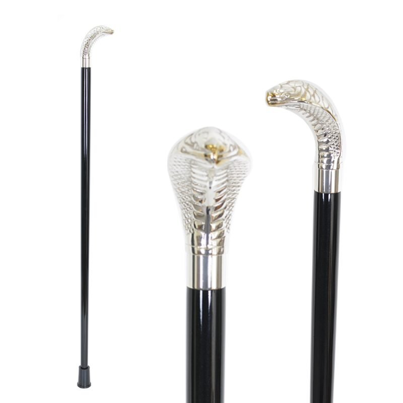 眼鏡蛇銅頭實木拐杖