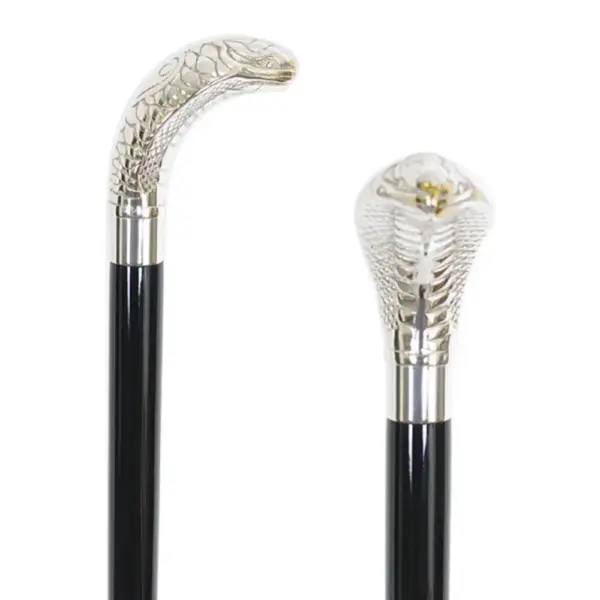 眼鏡蛇銅頭實木拐杖