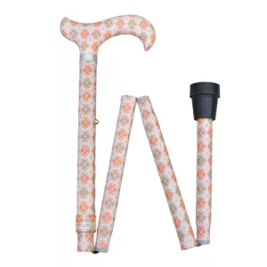 時尚米杏色格紋折疊拐杖|經典設計日式風格