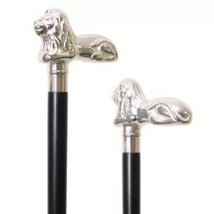 鍍銀獅子柺杖獅頭手杖 | 化妝舞會表演道具 | 權杖 | 實木手杖