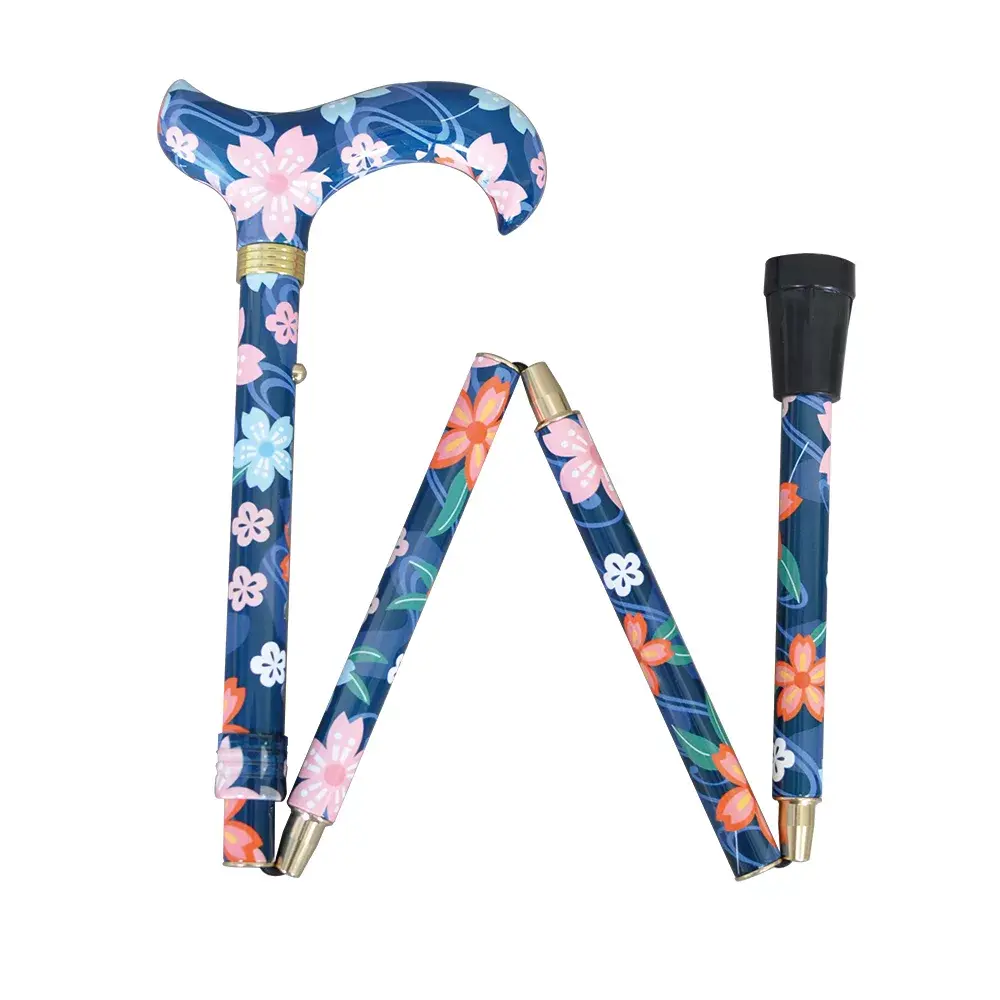 轉印花色握把女用折疊手杖/藍色丁香花(1001.701.BE) 10 轉印花色握把女用折疊手杖/藍色丁香花